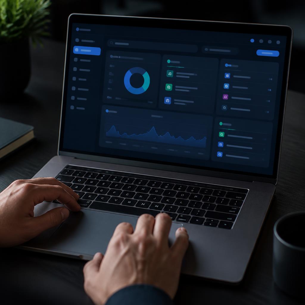 Laptop showing a software subscription analytics dashboard
